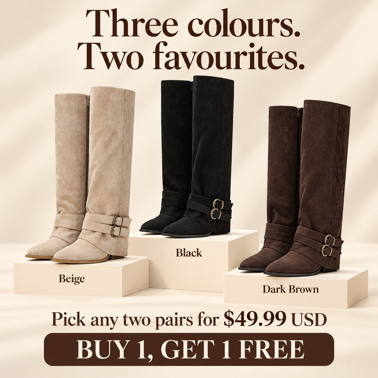 Beige Black and Dark Brown SableStep boots